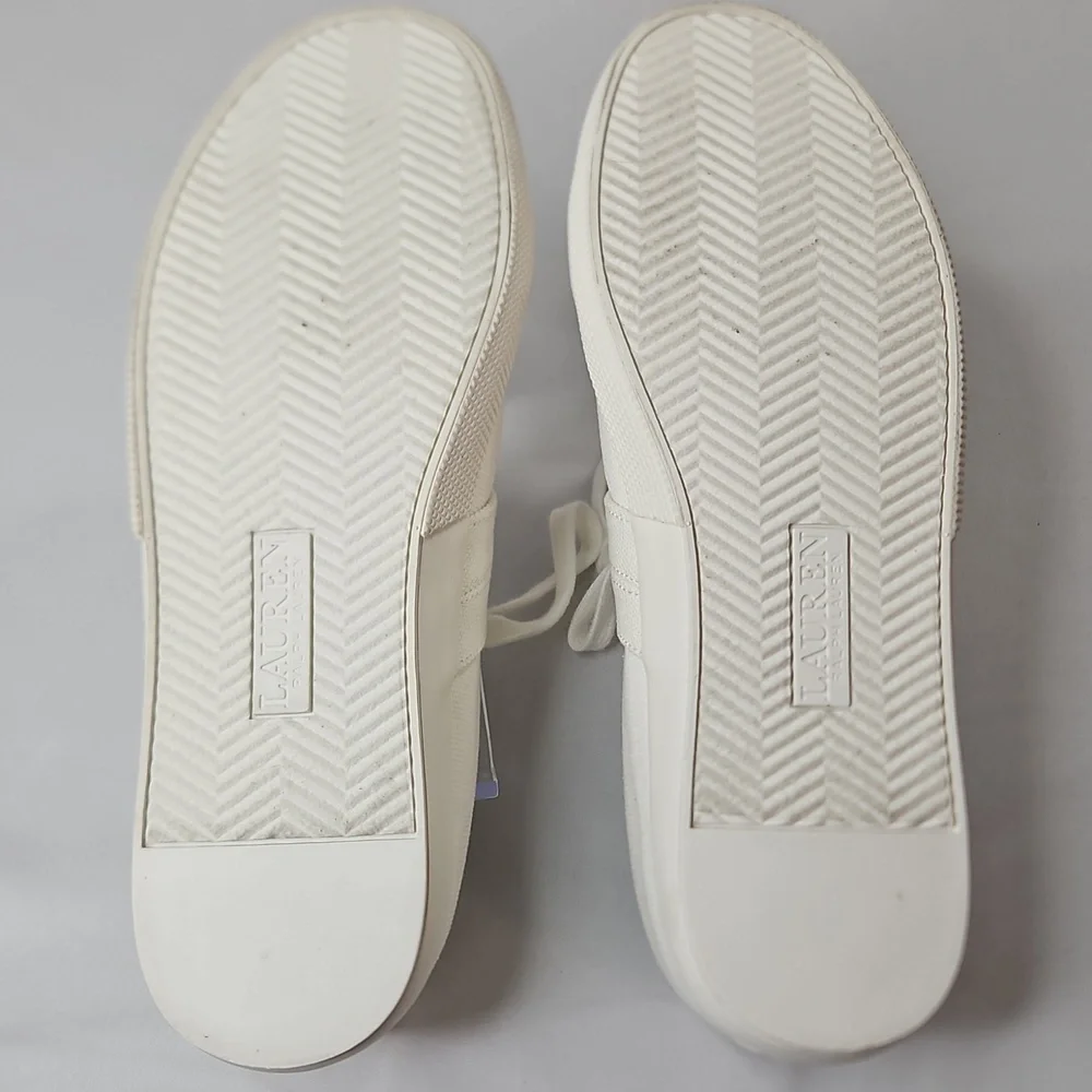 Ralph Lauren White Janson II Canvas Sneakers Size 8 NWT - Picture 7 of 8